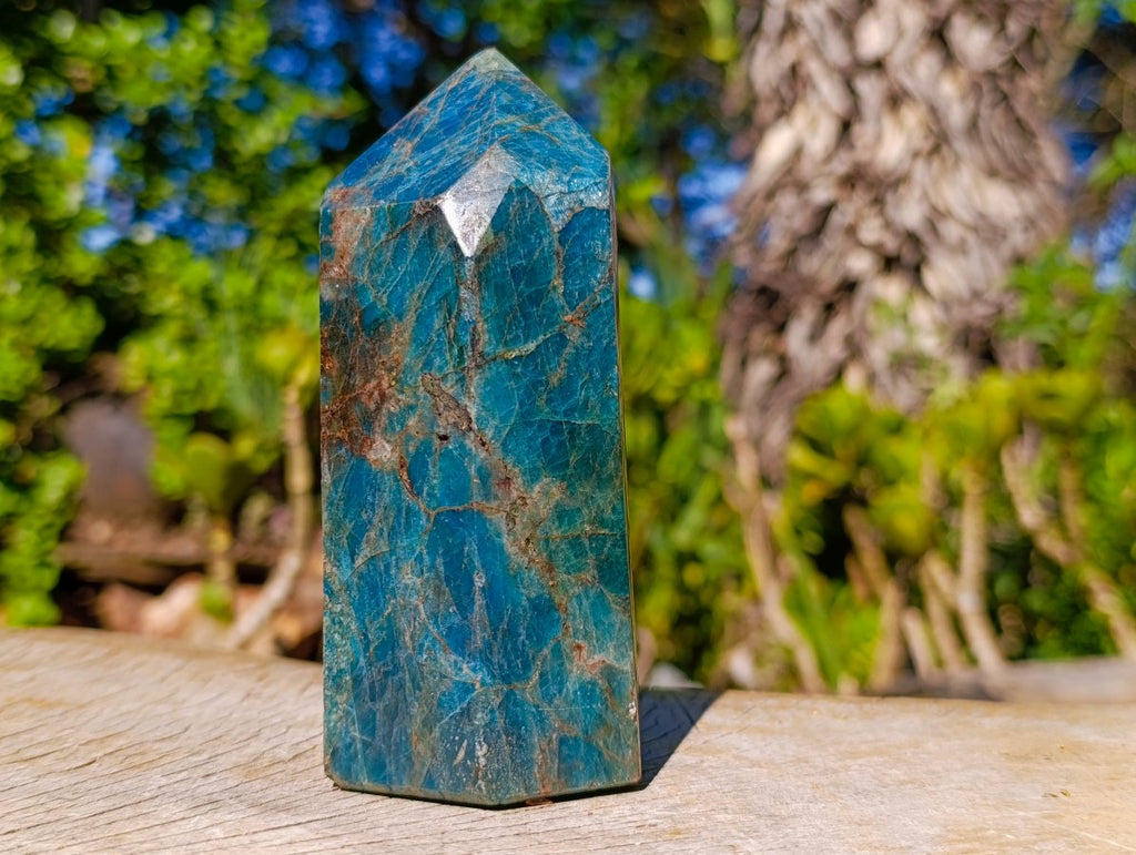 Polished Blue Apatite Display Crystal x 1 From Betroka, Madagascar