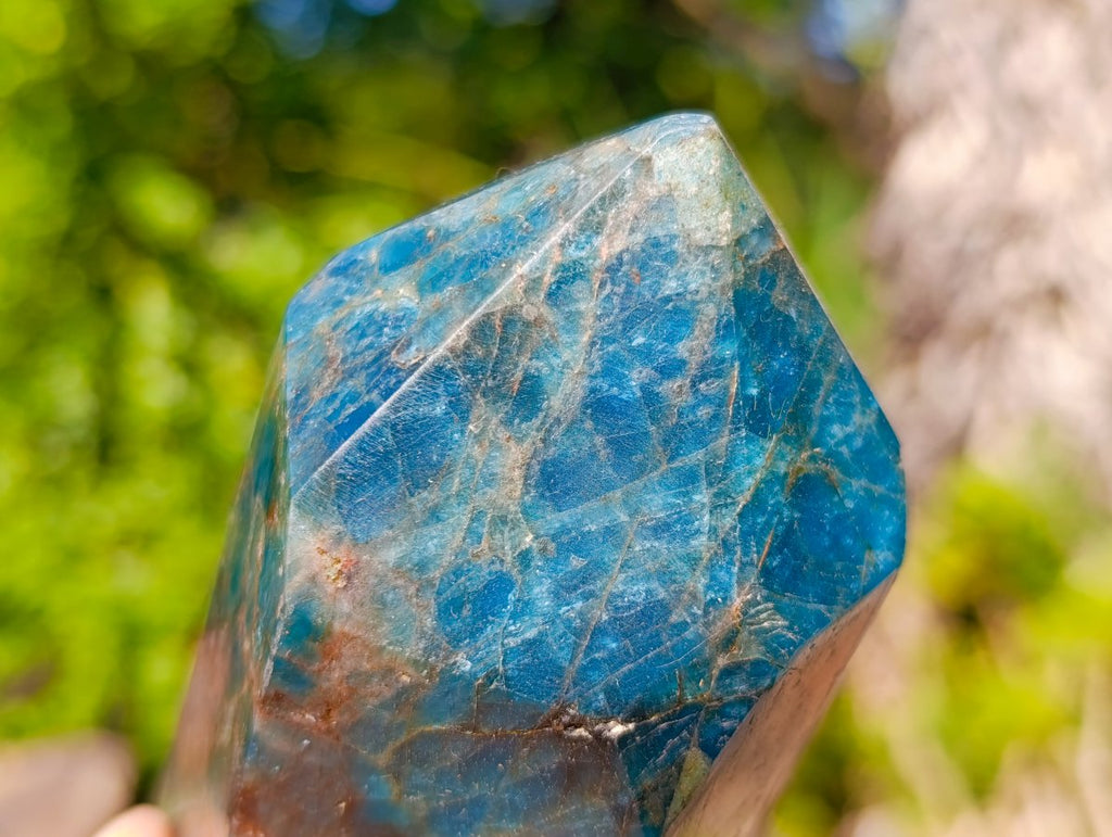 Polished Blue Apatite Display Crystal x 1 From Betroka, Madagascar