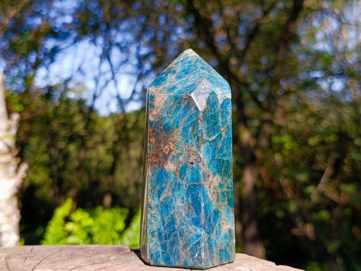 Polished Blue Apatite Display Crystal x 1 From Betroka, Madagascar