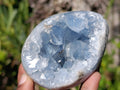 Polished Blue Celestite Gemstone Egg x 1 From Sakoane, Madagascar