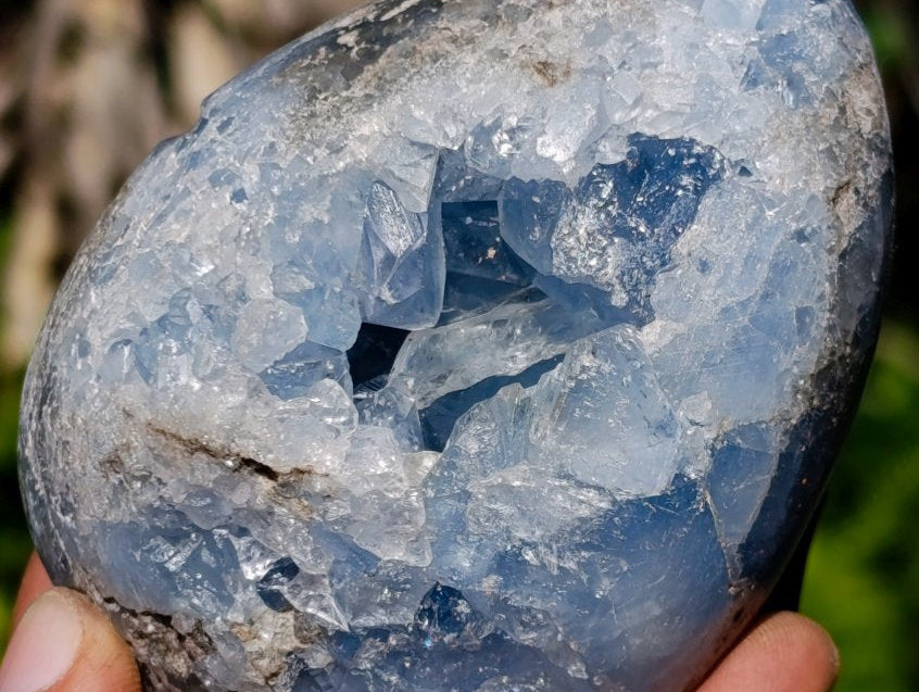 Polished Blue Celestite Gemstone Egg x 1 From Sakoane, Madagascar