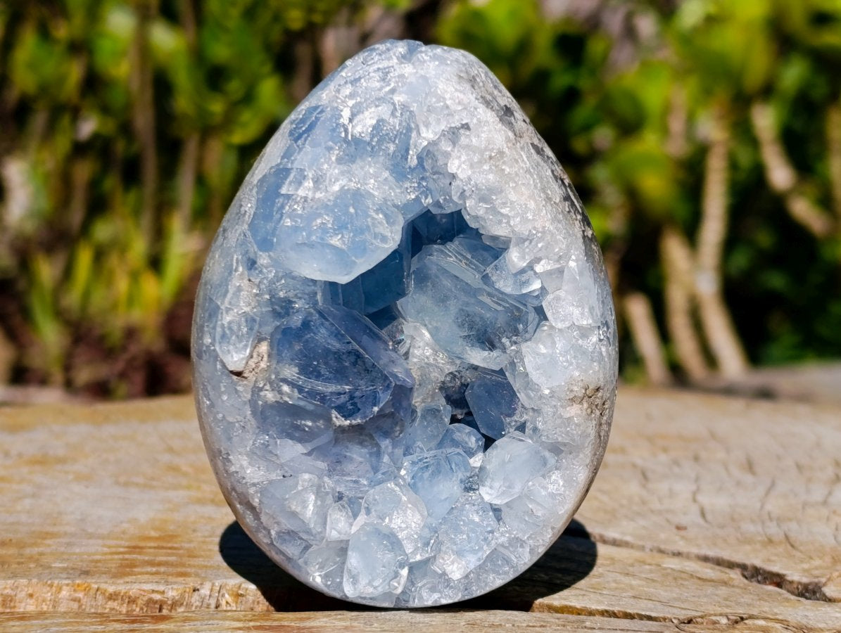 Polished Blue Celestite Gemstone Egg x 1 From Sakoane, Madagascar
