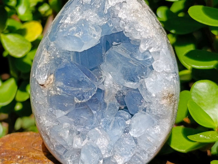 Polished Blue Celestite Gemstone Egg x 1 From Sakoane, Madagascar