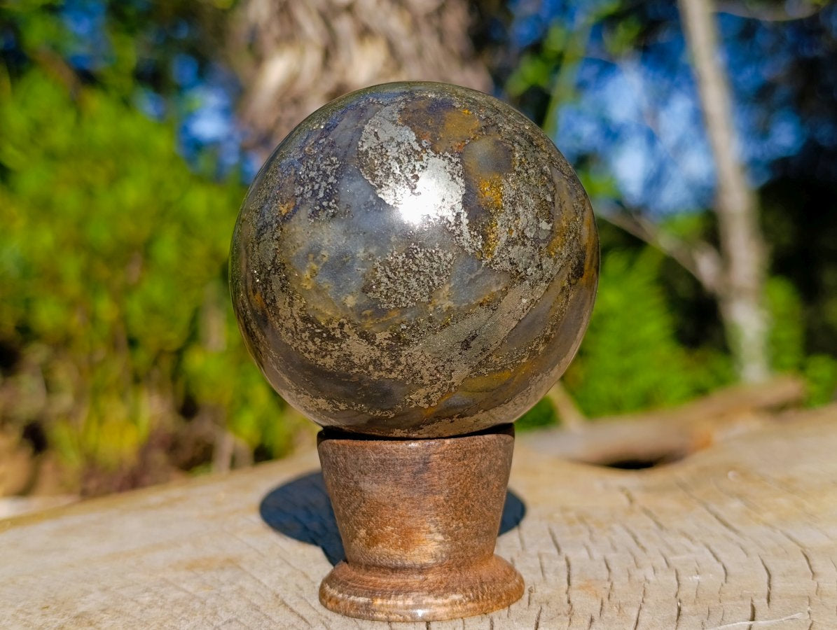 Polished Golden Pyrite "Pharaoh Stone" Sphere x 1 From Iron Duke Mine, Zimbabwe