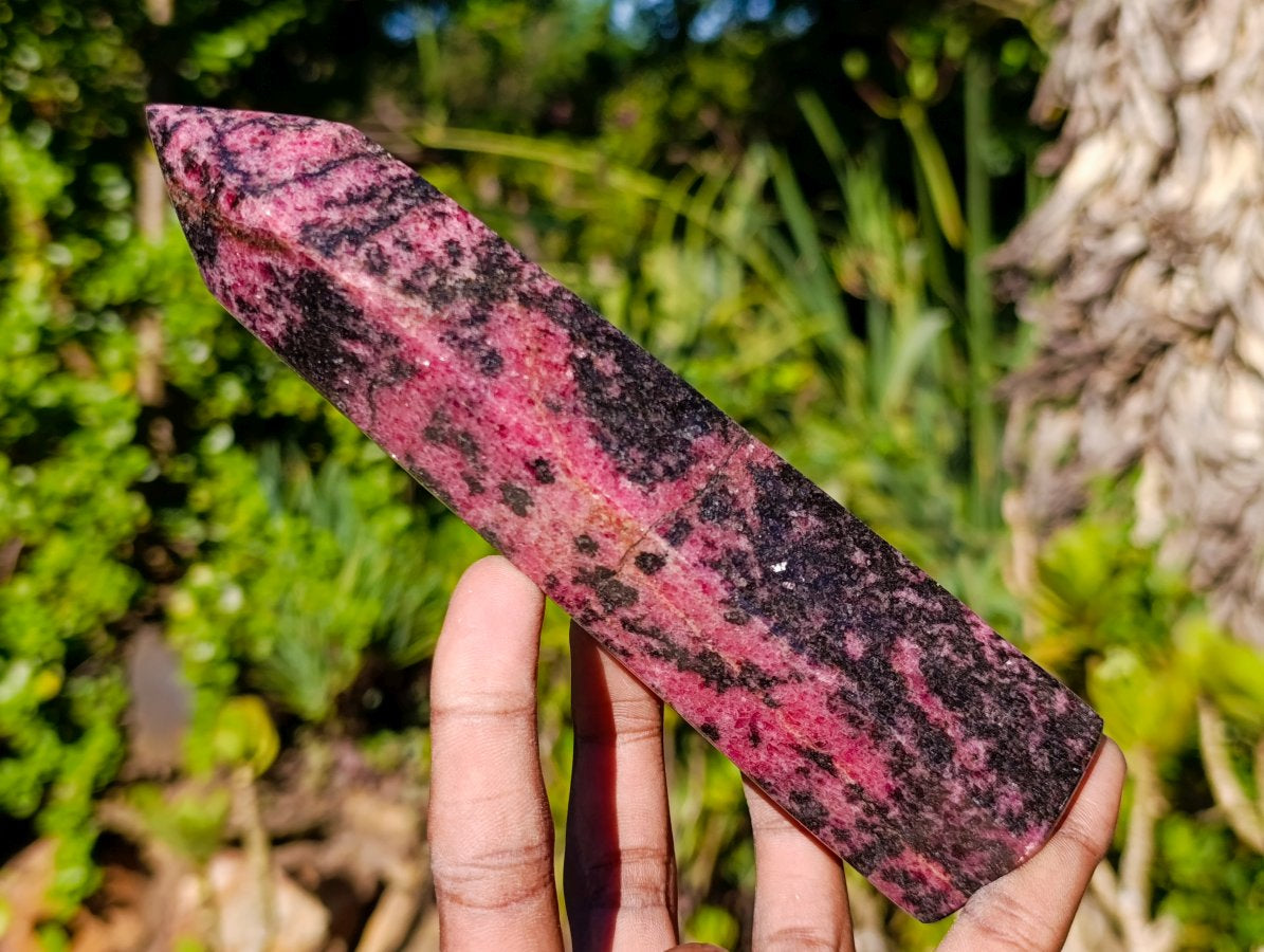 Polished Rhodonite Gemstone Display Crystal x 1 From Madagascar