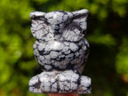 Hand Made Pair of Snowflake Obsidian Owl Carvings x 1 From Mexico