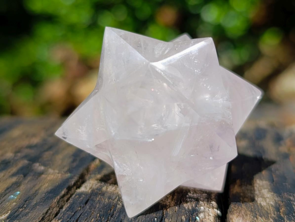 Polished Rose Quartz Girasol Merkabah x 1 From Ambatondrazaka, Madagascar