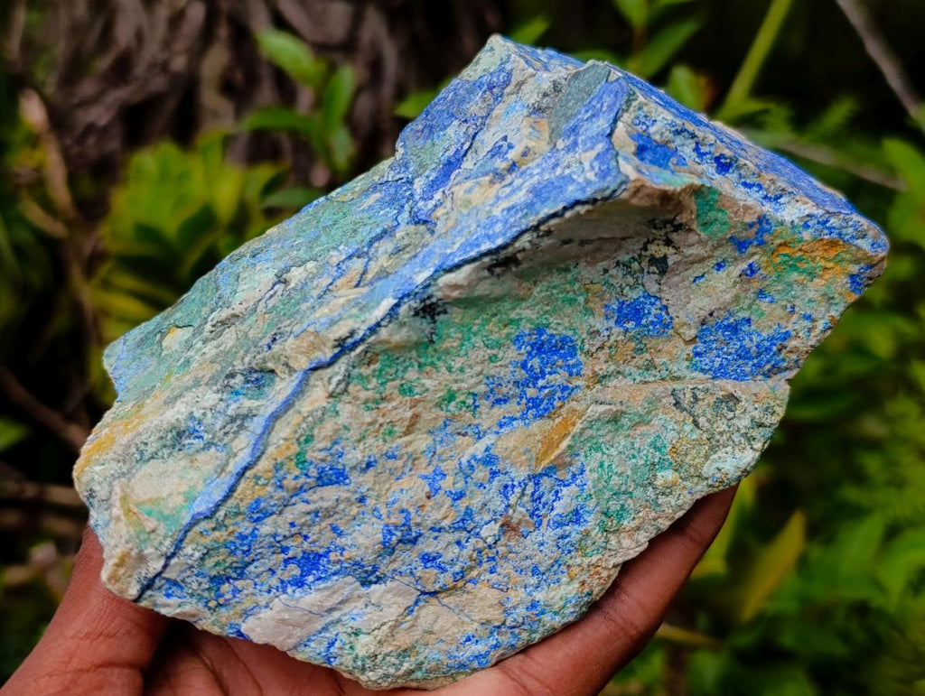 Natural Azurite and Malachite in Dolomite Specimen x 1 From Kaokoveld, Namibia