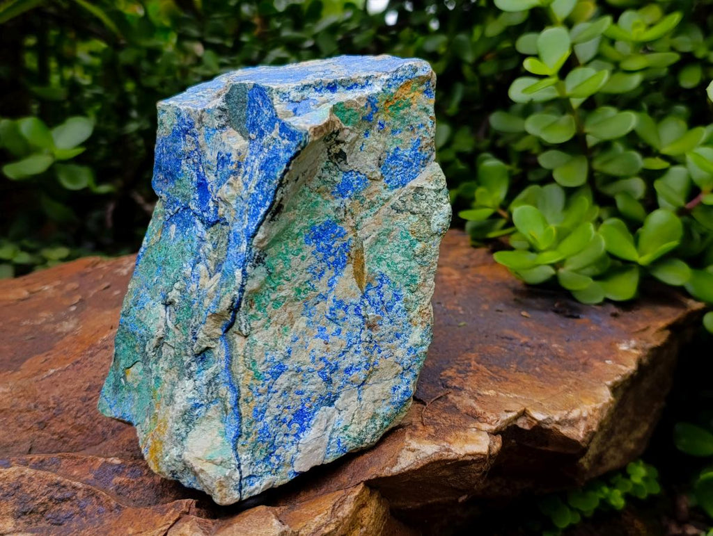 Natural Azurite and Malachite in Dolomite Specimen x 1 From Kaokoveld, Namibia