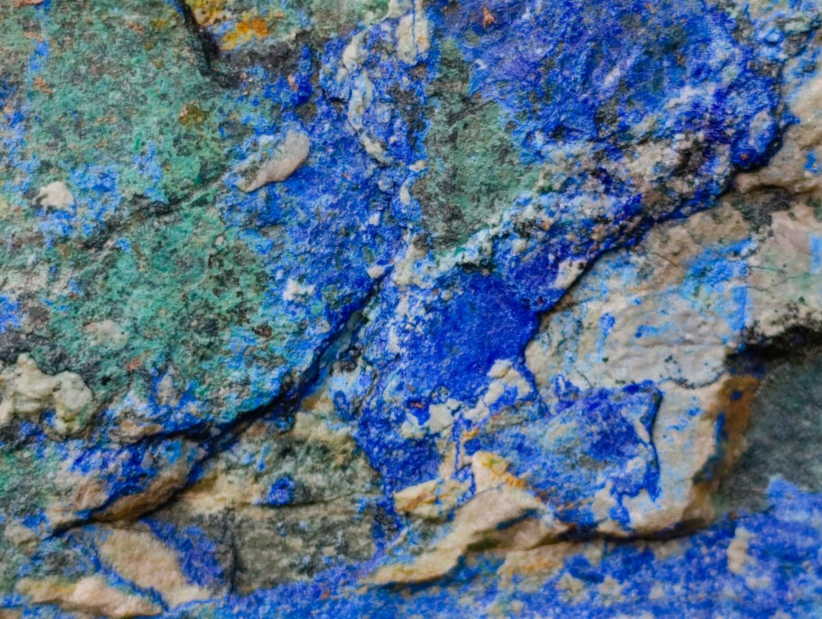 Natural Azurite and Malachite in Dolomite Specimen x 1 From Kaokoveld, Namibia