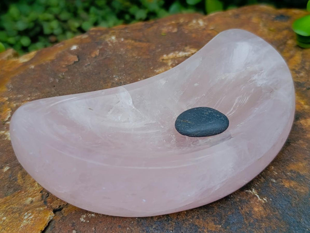 Polished Rose Quartz Crescent Moon Dish x 1 From Ambatondrazaka, Madagascar