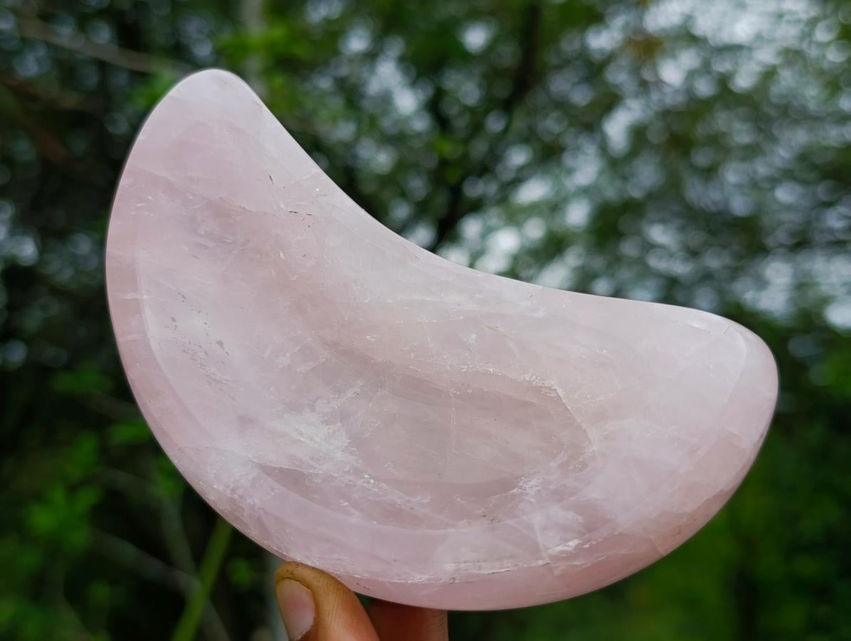 Polished Rose Quartz Crescent Moon Dish x 1 From Ambatondrazaka, Madagascar
