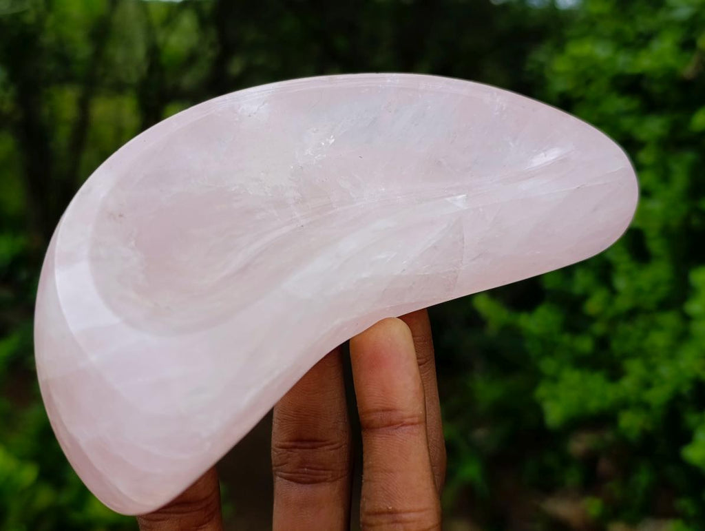 Polished Rose Quartz Crescent Moon Dish x 1 From Ambatondrazaka, Madagascar
