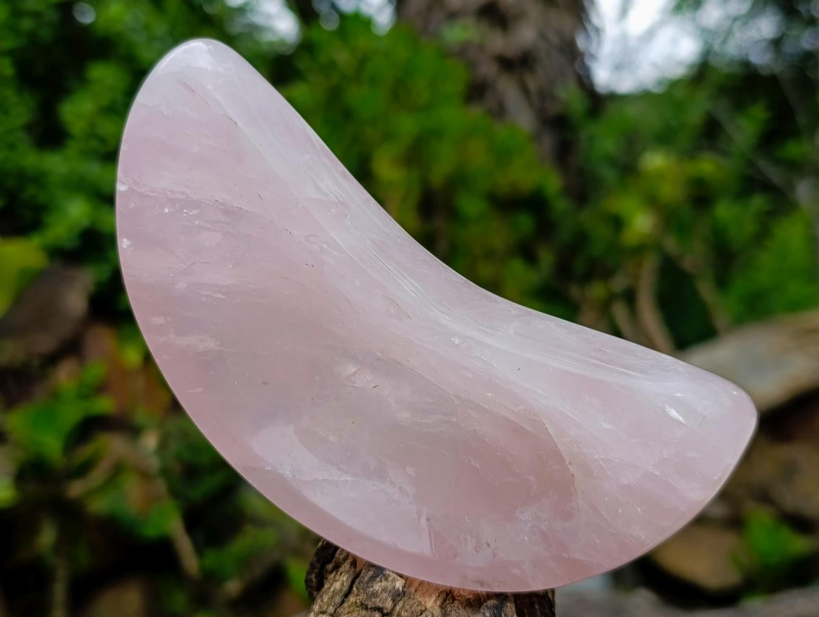 Polished Rose Quartz Crescent Moon Dish x 1 From Ambatondrazaka, Madagascar