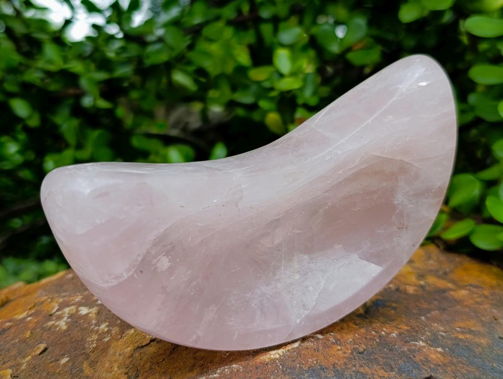 Polished Rose Quartz Crescent Moon Dish x 1 From Ambatondrazaka, Madagascar