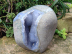 Polished XL Blue Lace Agate Geode Display Specimen x 1 From Nsanje, Malawi