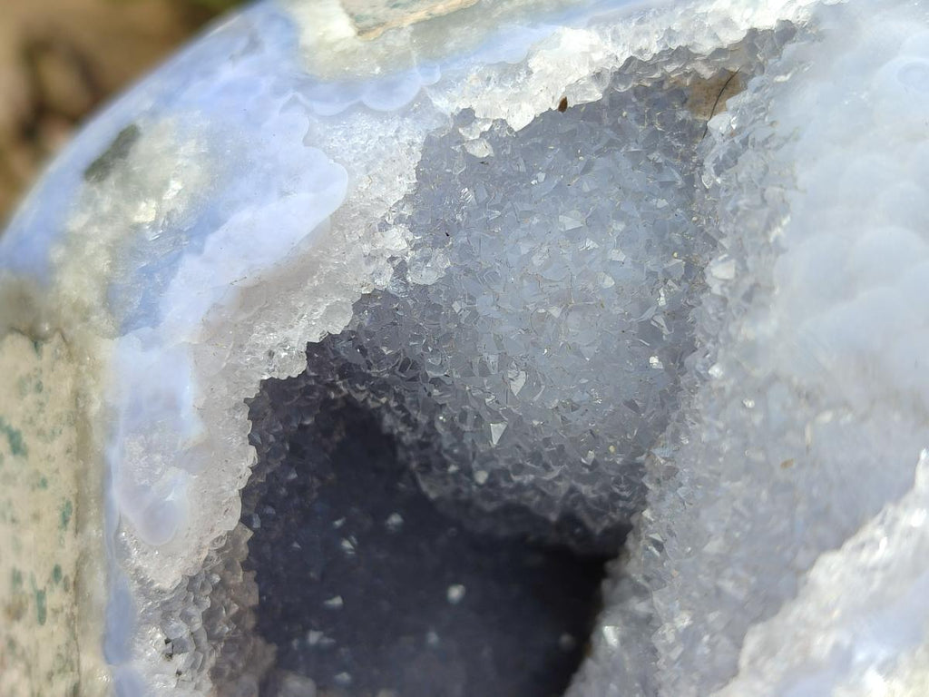 Polished XL Blue Lace Agate Geode Display Specimen x 1 From Nsanje, Malawi