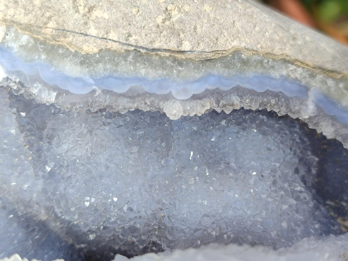 Polished XL Blue Lace Agate Geode Display Specimen x 1 From Nsanje, Malawi
