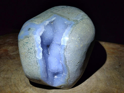 Polished XL Blue Lace Agate Geode Display Specimen x 1 From Nsanje, Malawi