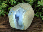 Polished XL Blue Lace Agate Geode Display Specimen x 1 From Nsanje, Malawi