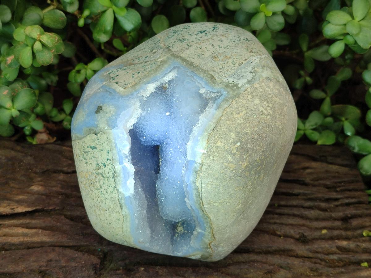 Polished XL Blue Lace Agate Geode Display Specimen x 1 From Nsanje, Malawi