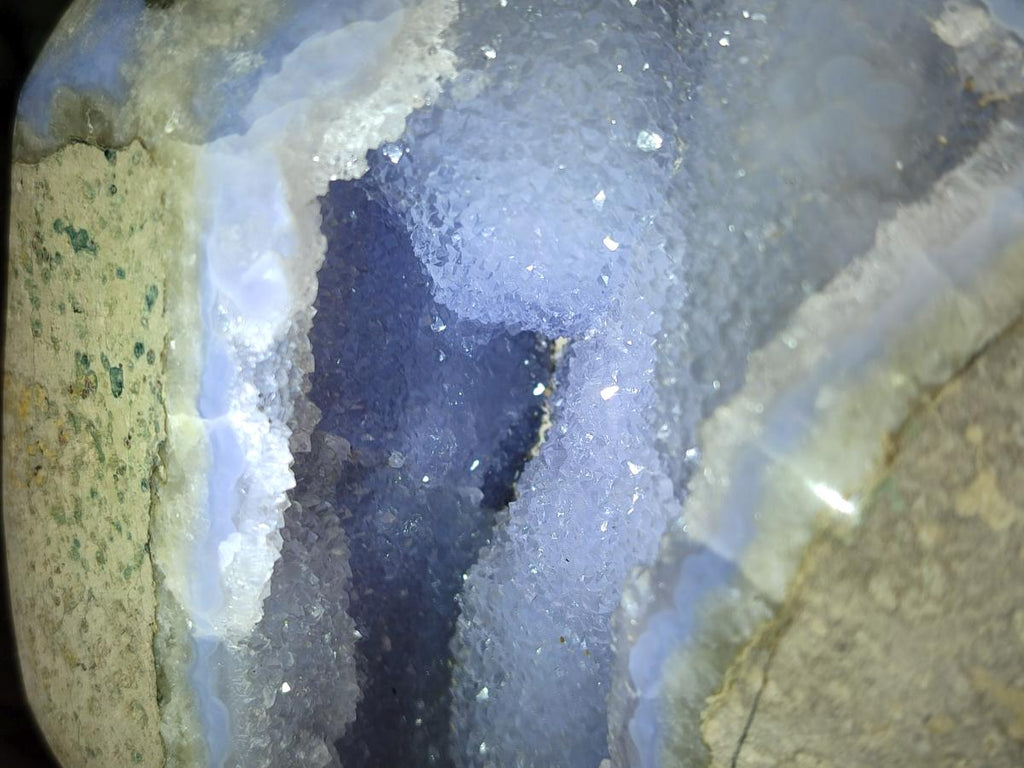 Polished XL Blue Lace Agate Geode Display Specimen x 1 From Nsanje, Malawi