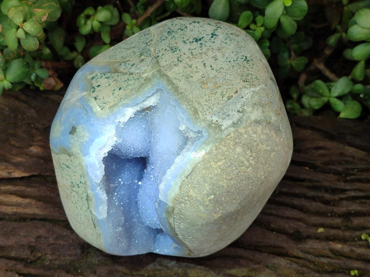 Polished XL Blue Lace Agate Geode Display Specimen x 1 From Nsanje, Malawi