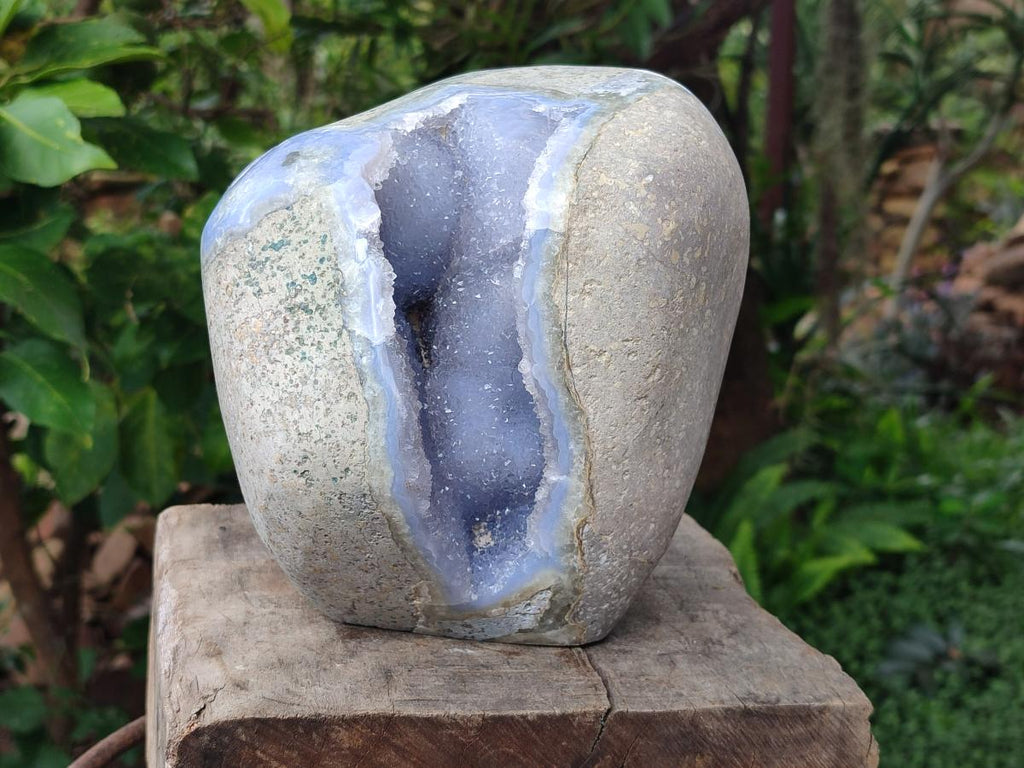 Polished XL Blue Lace Agate Geode Display Specimen x 1 From Nsanje, Malawi