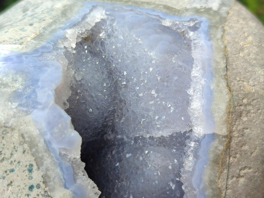 Polished XL Blue Lace Agate Geode Display Specimen x 1 From Nsanje, Malawi