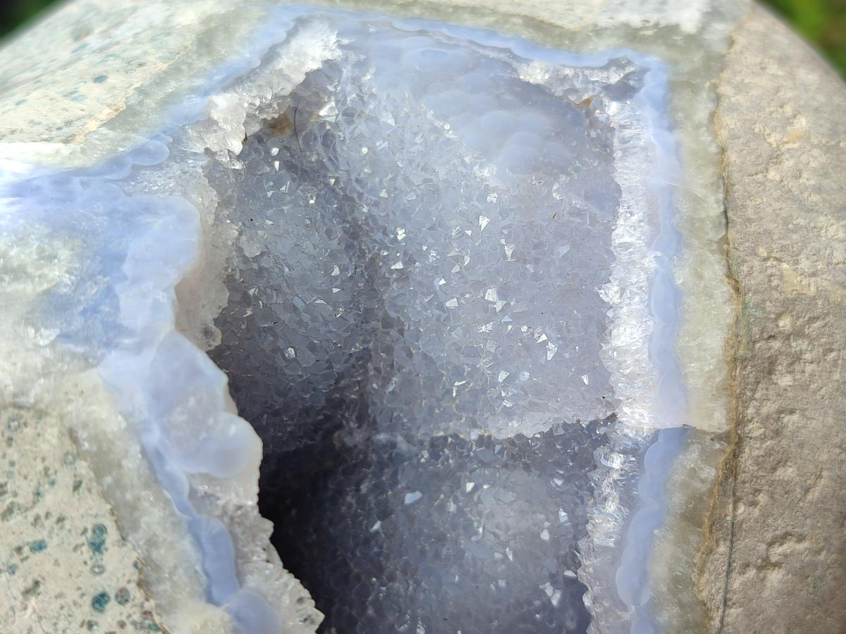 Polished XL Blue Lace Agate Geode Display Specimen x 1 From Nsanje, Malawi