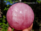 Polished Large Star Rose Quartz Sphere with Wooden Stand x 1 From Ambatondrazaka Madagascar
