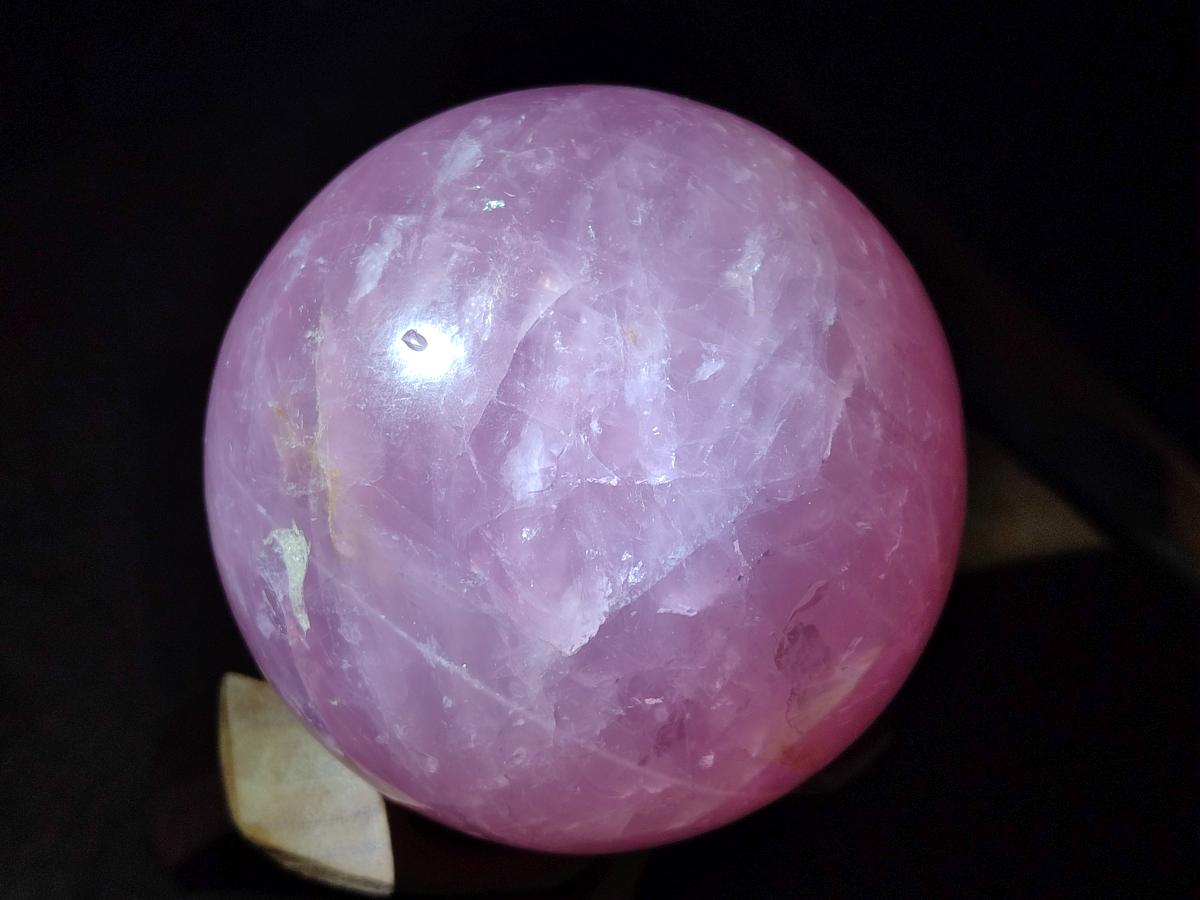 Polished Large Star Rose Quartz Sphere with Wooden Stand x 1 From Ambatondrazaka Madagascar