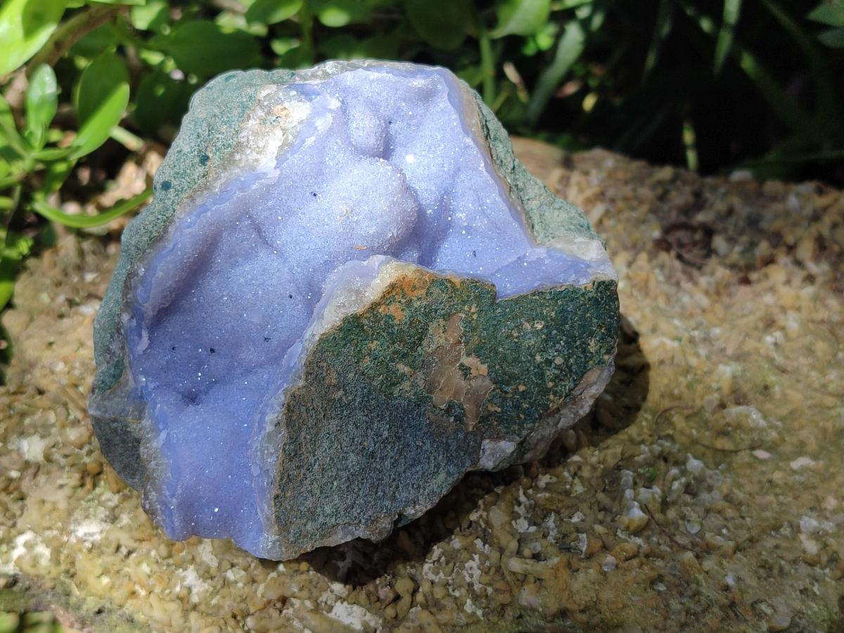Natural Drusy Crystalline Blue Lace Agate Specimen x 1 From Nsanje, Malawi