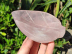Hand Made Set of 4 Gemmy Rose Quartz Leaf Shaped Bowls x 1 From Ambatondrazaka, Madagascar