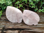 Hand Made Set of 4 Gemmy Rose Quartz Leaf Shaped Bowls x 1 From Ambatondrazaka, Madagascar