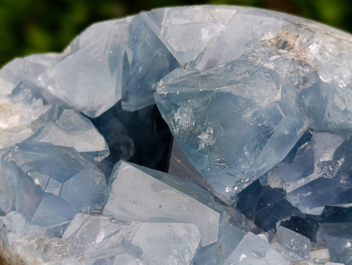 Polished Blue Celestite Geode Gemstone Egg x 1 From Sakoany Madagascar