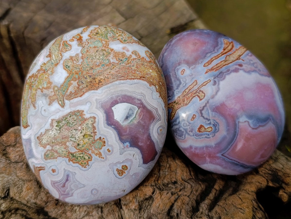 Polished XL Pair of Shashe River Agate Palm Stones x 1 From Shashe River, Zimbabwe