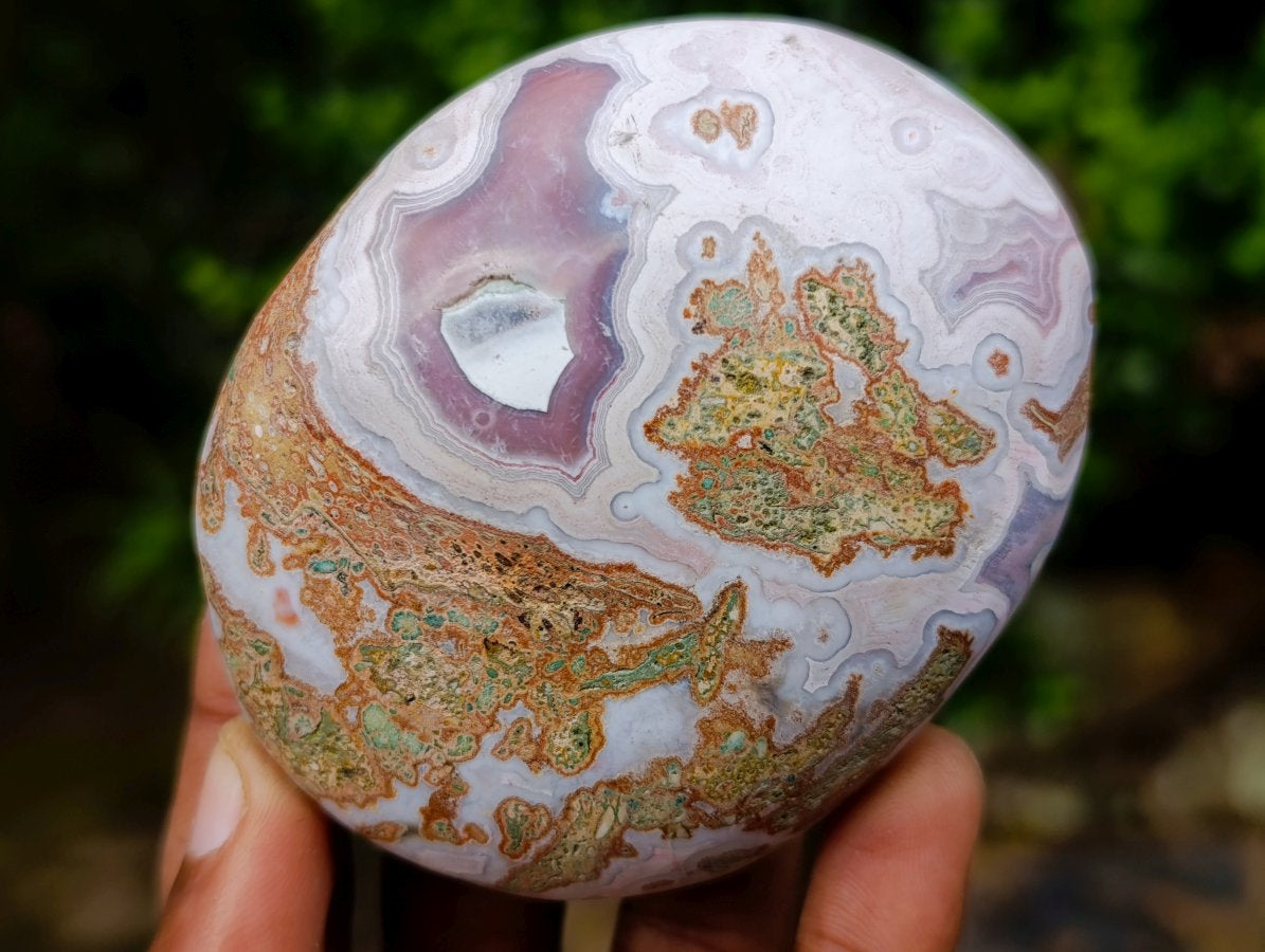 Polished XL Pair of Shashe River Agate Palm Stones x 1 From Shashe River, Zimbabwe