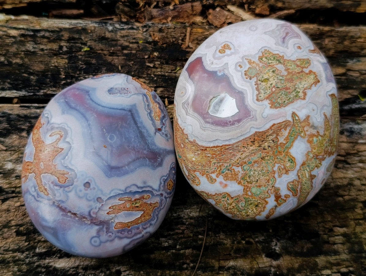 Polished XL Pair of Shashe River Agate Palm Stones x 1 From Shashe River, Zimbabwe