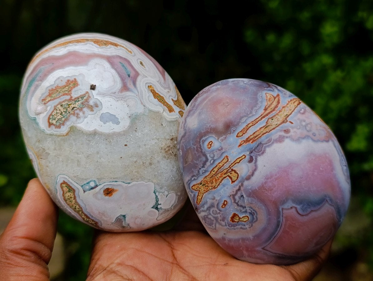 Polished XL Pair of Shashe River Agate Palm Stones x 1 From Shashe River, Zimbabwe