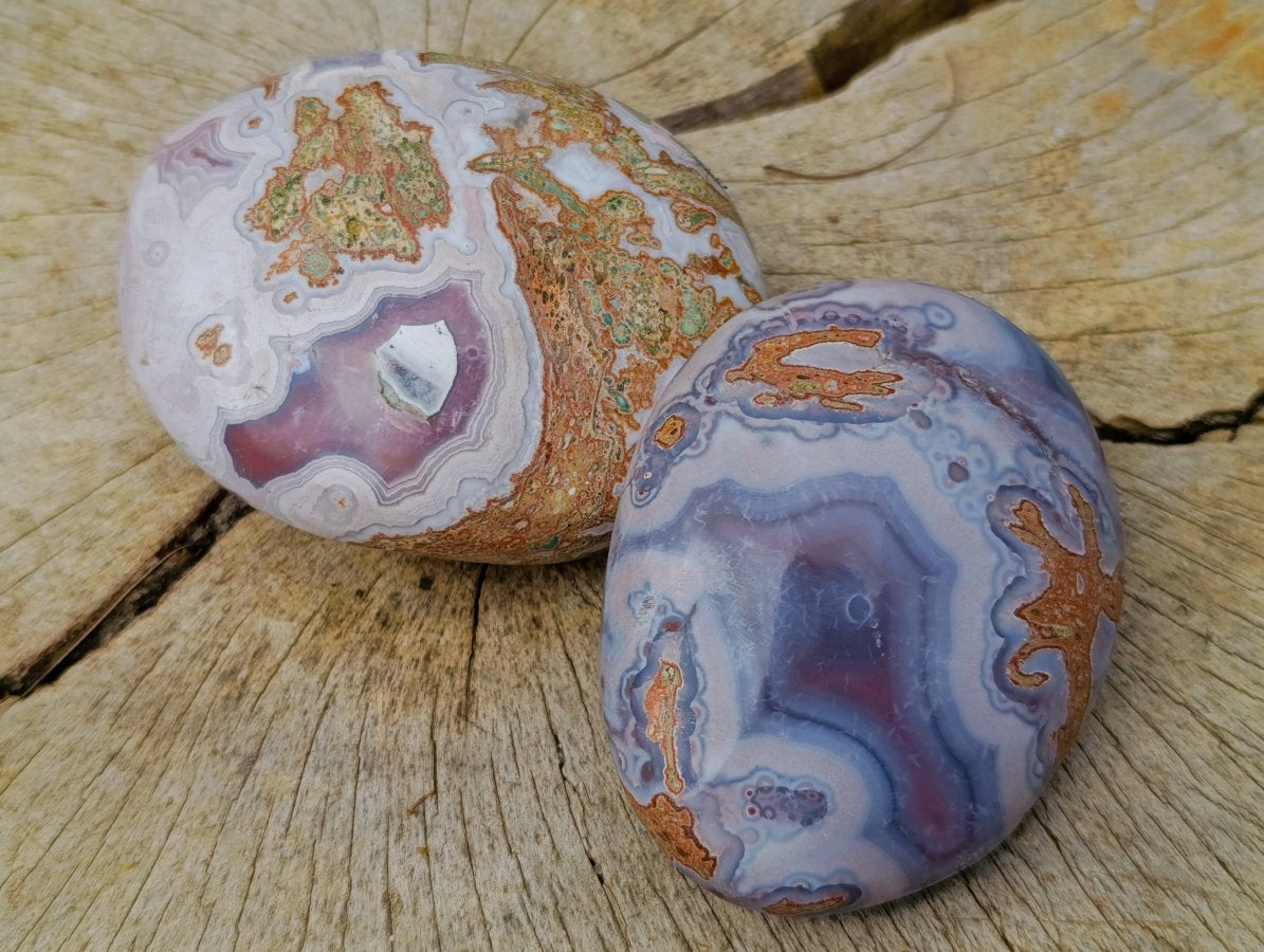 Polished XL Pair of Shashe River Agate Palm Stones x 1 From Shashe River, Zimbabwe