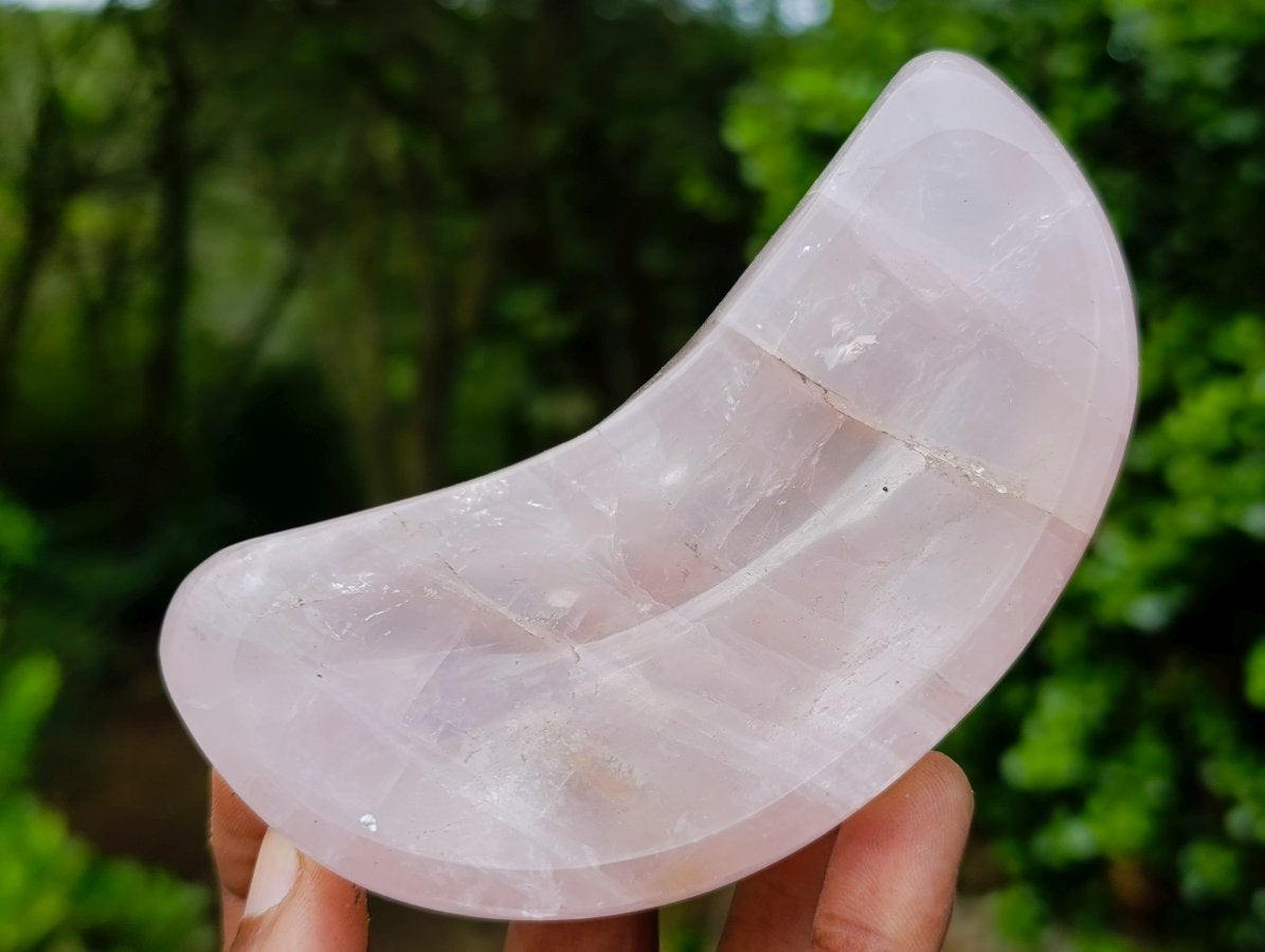 Polished Gemmy Translucent Rose Quartz Crescent Moon x 1 From Ambatondrazaka, Madagascar