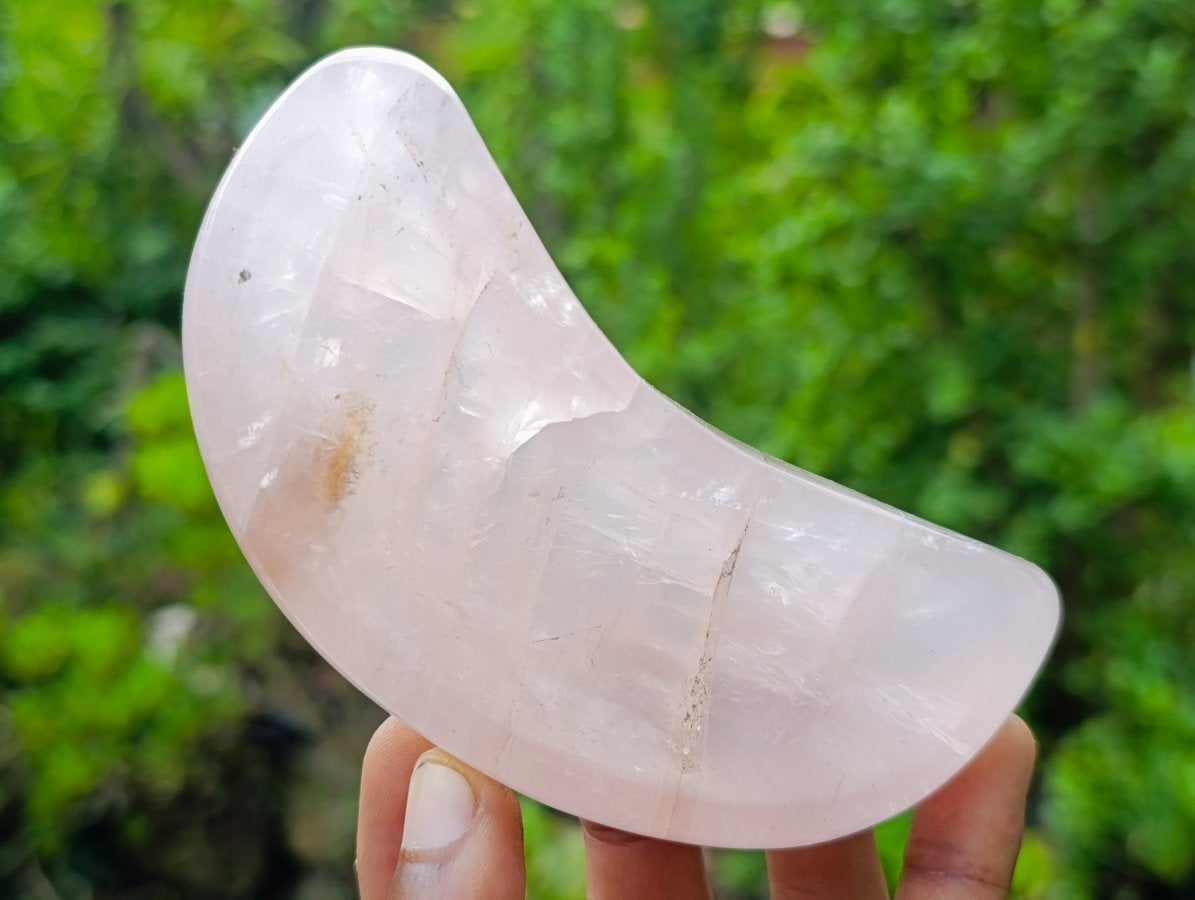 Polished Gemmy Translucent Rose Quartz Crescent Moon x 1 From Ambatondrazaka, Madagascar