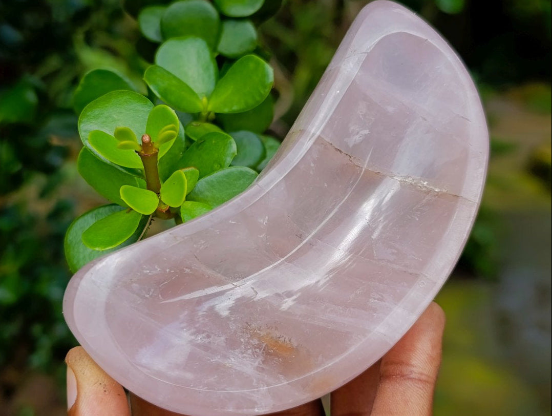 Polished Gemmy Translucent Rose Quartz Crescent Moon x 1 From Ambatondrazaka, Madagascar
