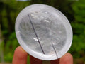 Polished Pair of Rock Crystal Palm Stones one with Tourmaline Needles x 1 From Madagascar