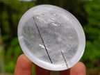 Polished Pair of Rock Crystal Palm Stones one with Tourmaline Needles x 1 From Madagascar