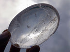 Polished Pair of Rock Crystal Palm Stones one with Tourmaline Needles x 1 From Madagascar