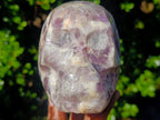 Hand Made Chevron Amethyst Skull Carving x 1 From Madagascar
