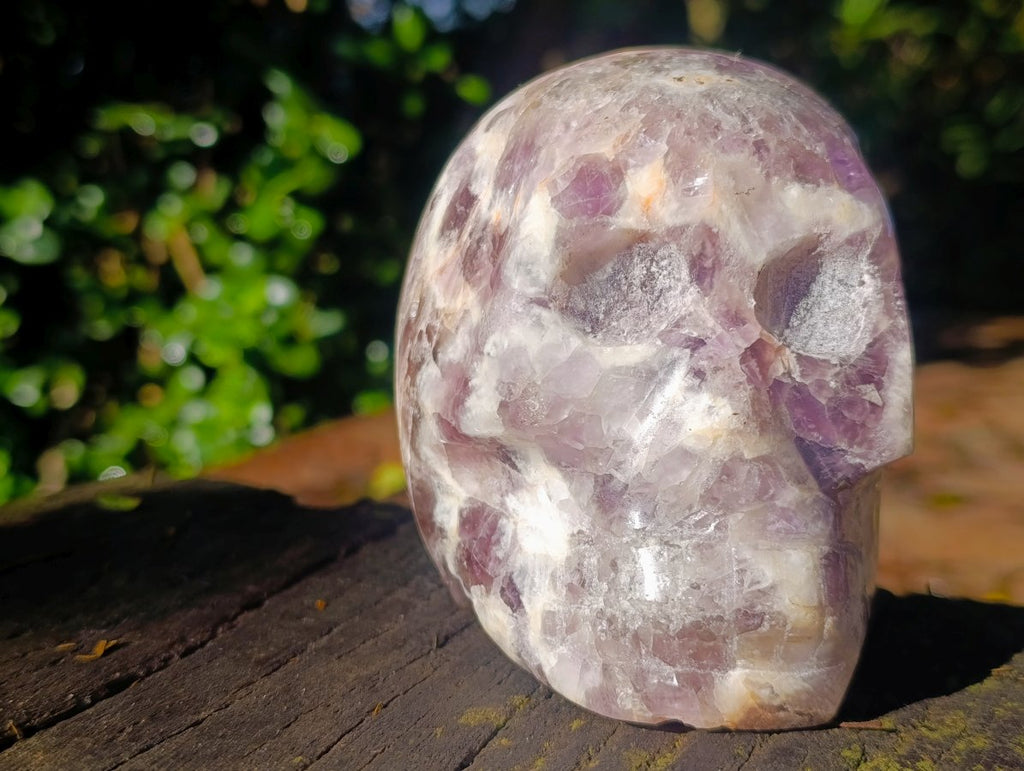 Hand Made Chevron Amethyst Skull Carving x 1 From Madagascar