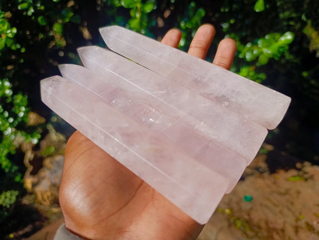 Polished Gemmy Rose Quartz Crystal Wand - Sold Per Item - From Ambatondrazaka, Madagascar
